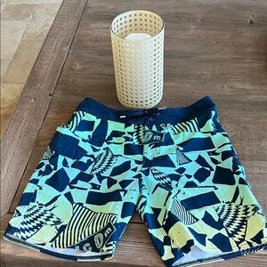 Volcom Abstract Blue and Green Board Shorts